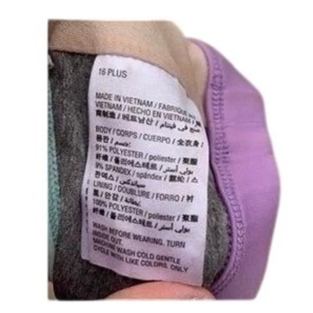 Ideology Girls Slay Graphic Racerback Sports Bra Gray Purple‎ 16 Plus Junors